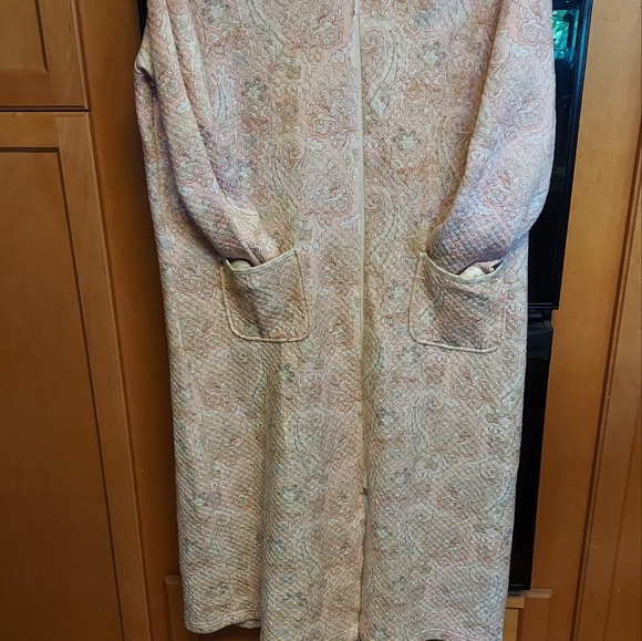 Miss Elaine French Terry robe long sleeves pockets zip up large - Picture 2 of 4